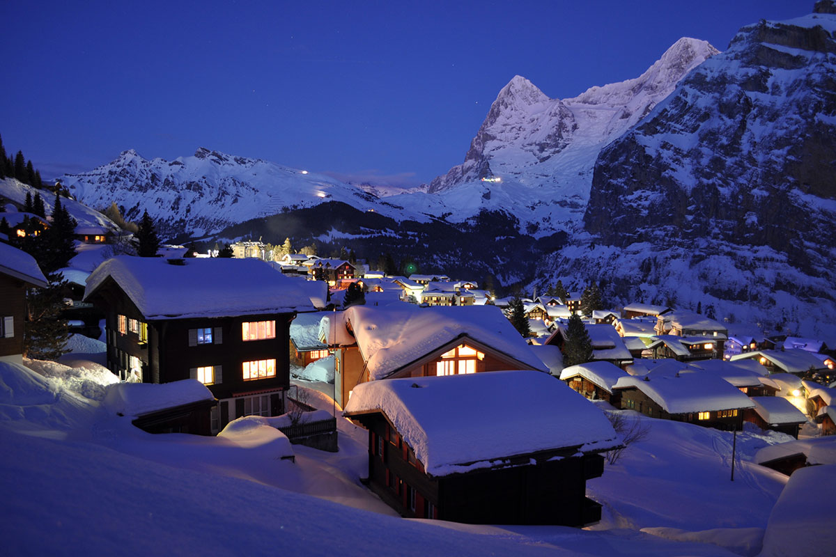 Mürren mit Inferno-Piste im Bern-Berner Oberland