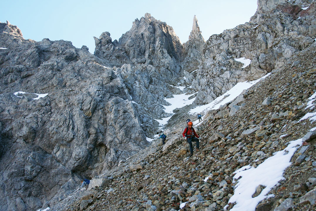 Klettersteig-Tourentipp Sulakopf. Abstieg von der Neyrerscharte nach Norden