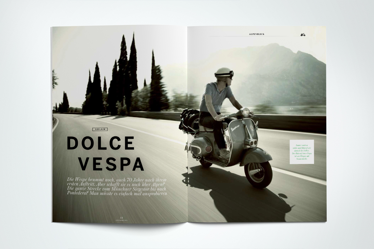 ALPS #31 // Herbst 2016. Jubiläumsfahrt Die Vespa wird 70 Jahre alt. Wollen wir doch mal sehen, ob sie es immer noch über die Alpen schafft