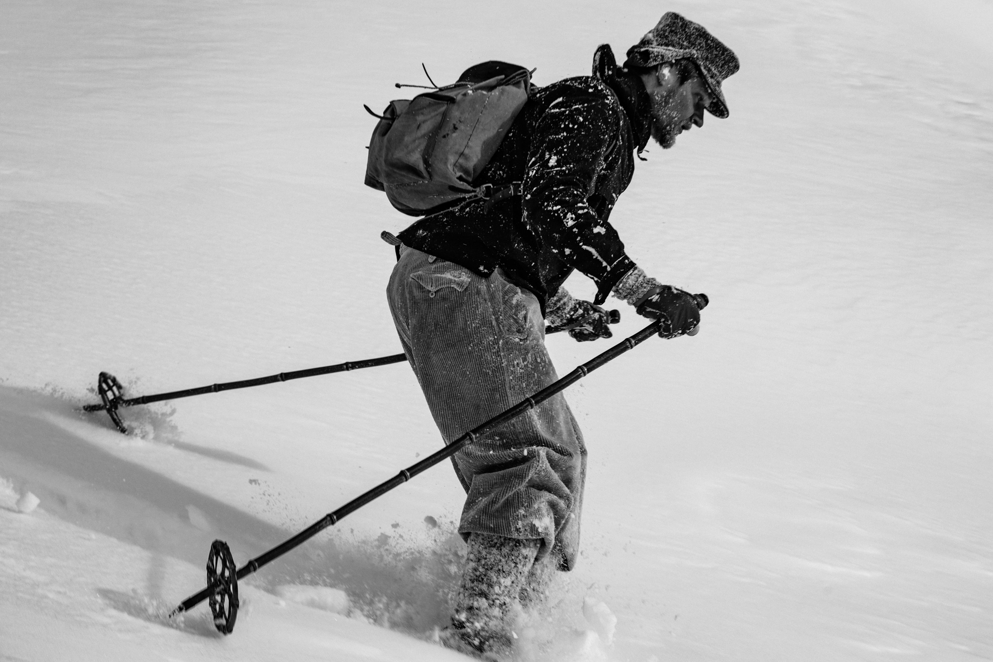 Zitat: Heini Holzer (1945–1977), Südtiroler Alpinist, Extremski- und Steilwandfahrer der Siebzigerjahre, der beim Versuch, die Nordostwand des Piz Roseg in der Berninagruppe zu befahren, ums Leben kam. © Foto: Franz Walter