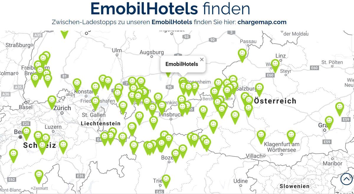 Neue Online-Plattform EmobilHotels Map