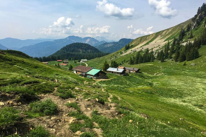 Eine familienfreundliche Wanderung über blühende Almwiesen auf den Gipfel des Jägerkamp, oberhalb des Spitzingsees