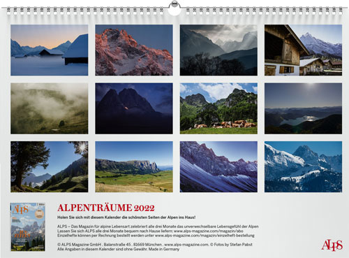 ALPS Wandkalender Alpenträume 2022