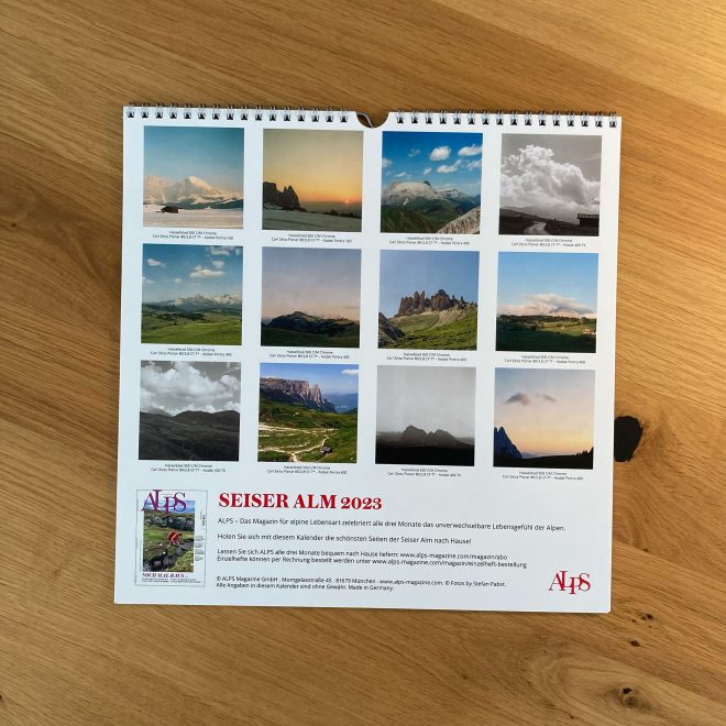 Kalender Seiser Alm 2023 A3 Quadrat