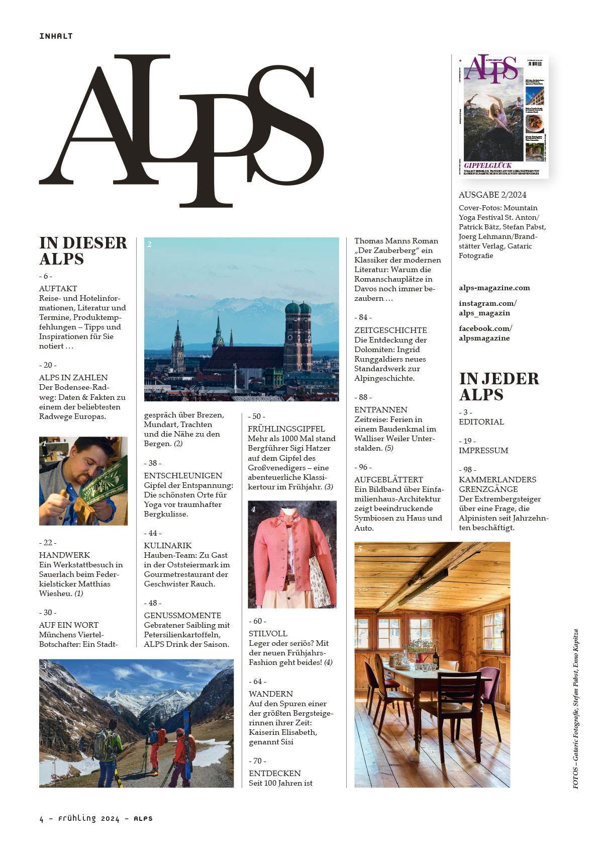 ALPS Magazin #61 / Frühling 2024 Inhalt