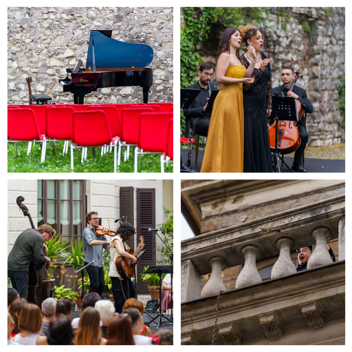 Festa Dell ‘Opera: Bei Tagesanbruch: Auftakt an der Burg (oben). Gärten, Höfe, Balkons – alles wird „teatro“.