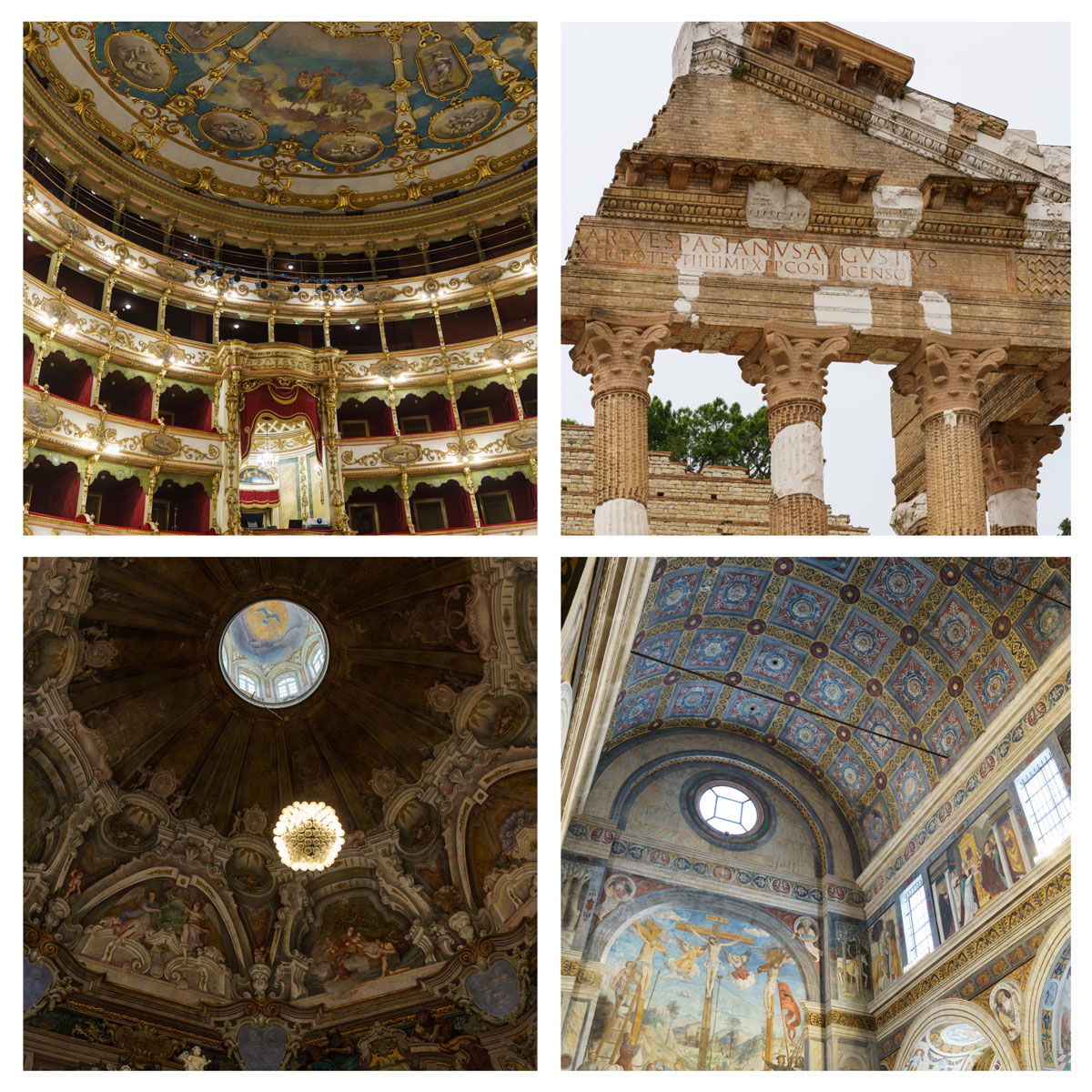 Teatro Grande: Grandezza pur. Römer-Tempel. Langobardenkloster. (v.l.n.r.)