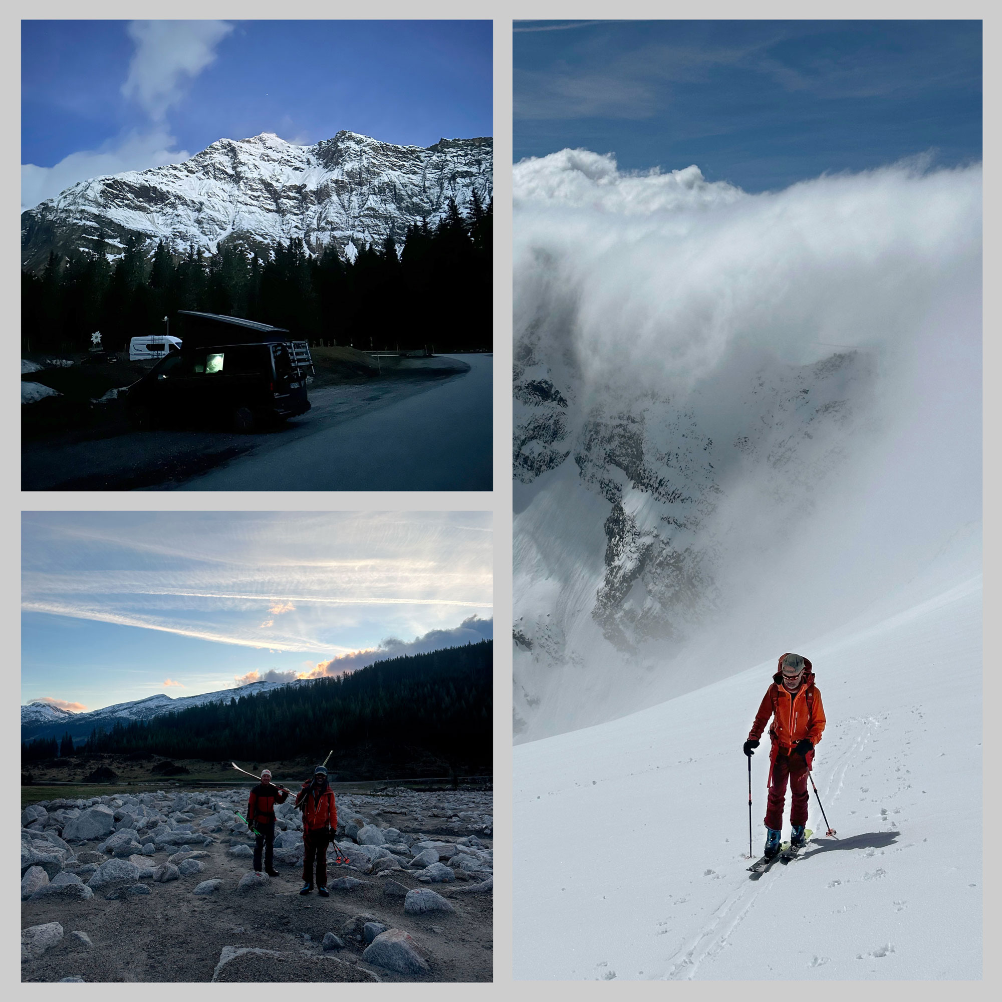 Skitour im Rauriser Tal bei Kolm Saigurn mit Blick auf die Goldberggruppe und den Hohen Sonnblick sowie Zustieg durch den Lacheggraben